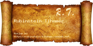 Rubinstein Tihamér névjegykártya